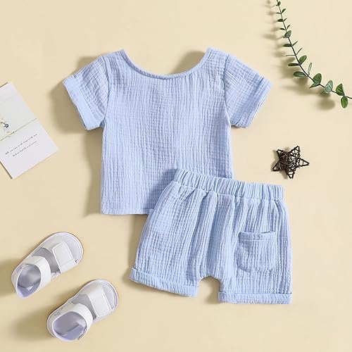 Miniatura 2 de Ropa de algodón y lino de color sólido y pantalones cortos elásticos para el verano