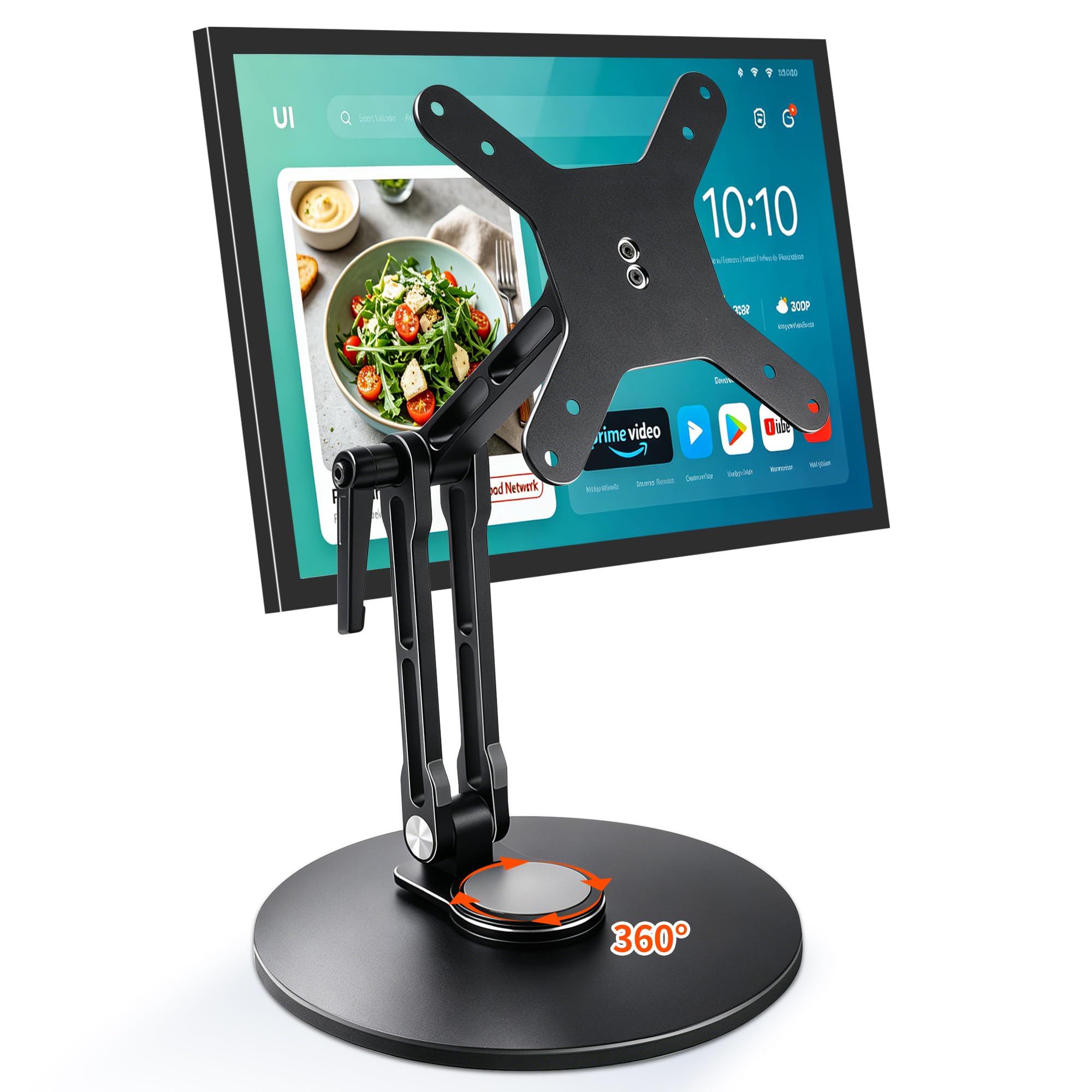 Photo 1 of Lucrave Swivel & Tilt Stand for Echo Show 15 (Gen 1, Gen 2), Adjustable Height Desk Mount with 360 Rotating Base, Aluminum Monitor Holder Easy Installation for 15.6", 17.3", 18.5" Monitors