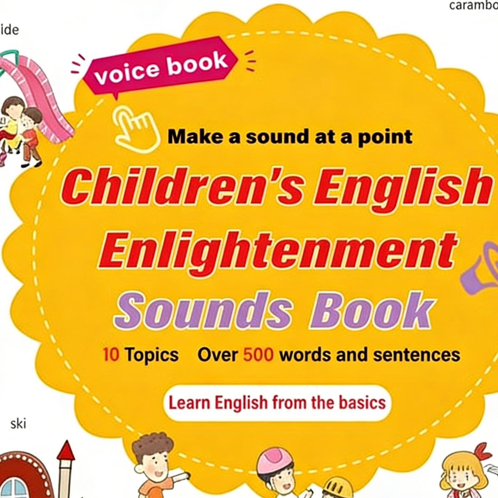 Libri Parlanti Per L'apprendimento 'inglese, Educativi Coinvolgenti, 27x20 Cm, Libro Di Apprendimento Audio Da 500 Parole, Libro Sonoro Di Parole Inglesi, Design Robusto E Sicuro, Per Aule, Biblio
