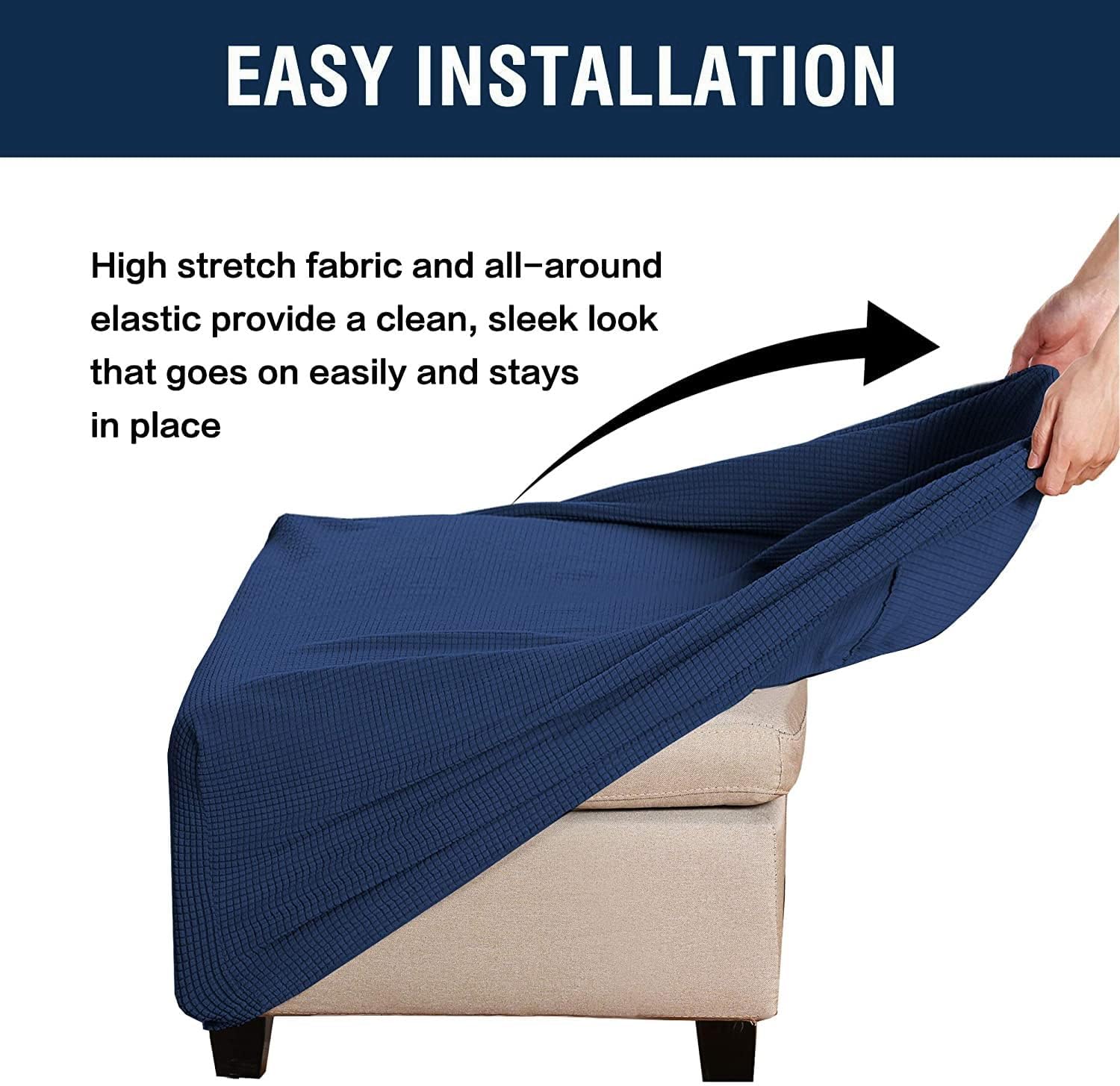 Ottoman Covers Slipcovers Square Round Small Large Footrest Stool Stretch Storage Stool Ottoman Cover Footrest Foot Stool Cover Furniture Protector(#3,55x55x40cm)