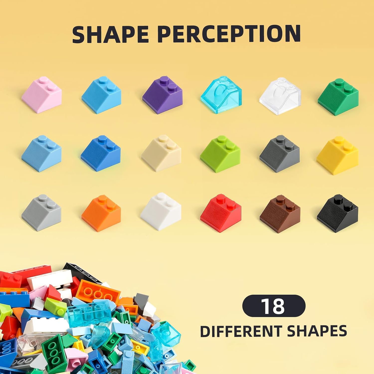 800PCS Slope Brick,5 Size Building Bulks Compatible with All Brand,18 Color image 3
