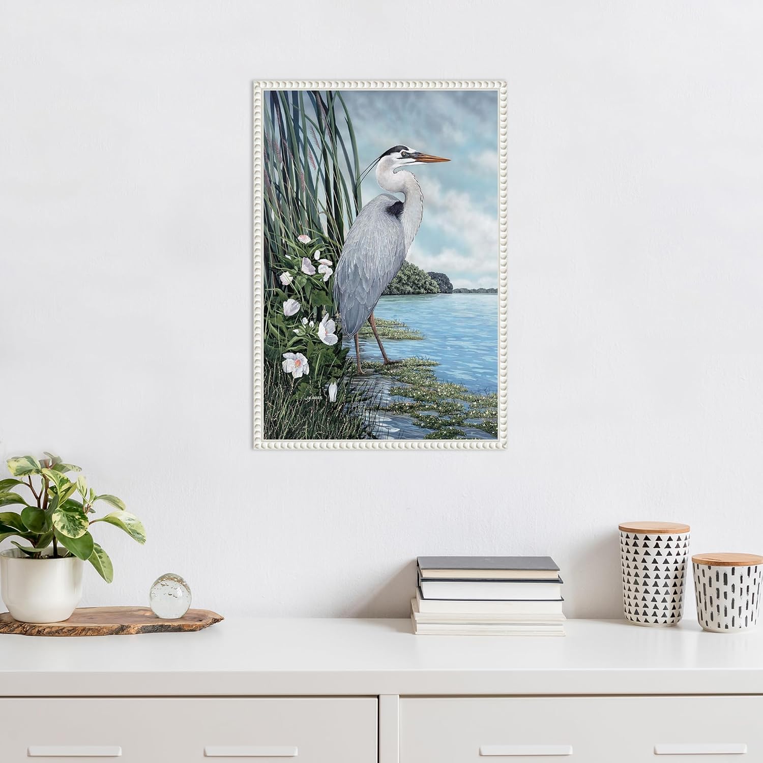 Amanti Art Framed Canvas Wall Art 23x16 Great Blue Heron by James Harris, Framed Wall Art Canvas, Animals Artwork, Traditional Decor, Medium Poster Painting for Living Room, Bedroom, Bathroom