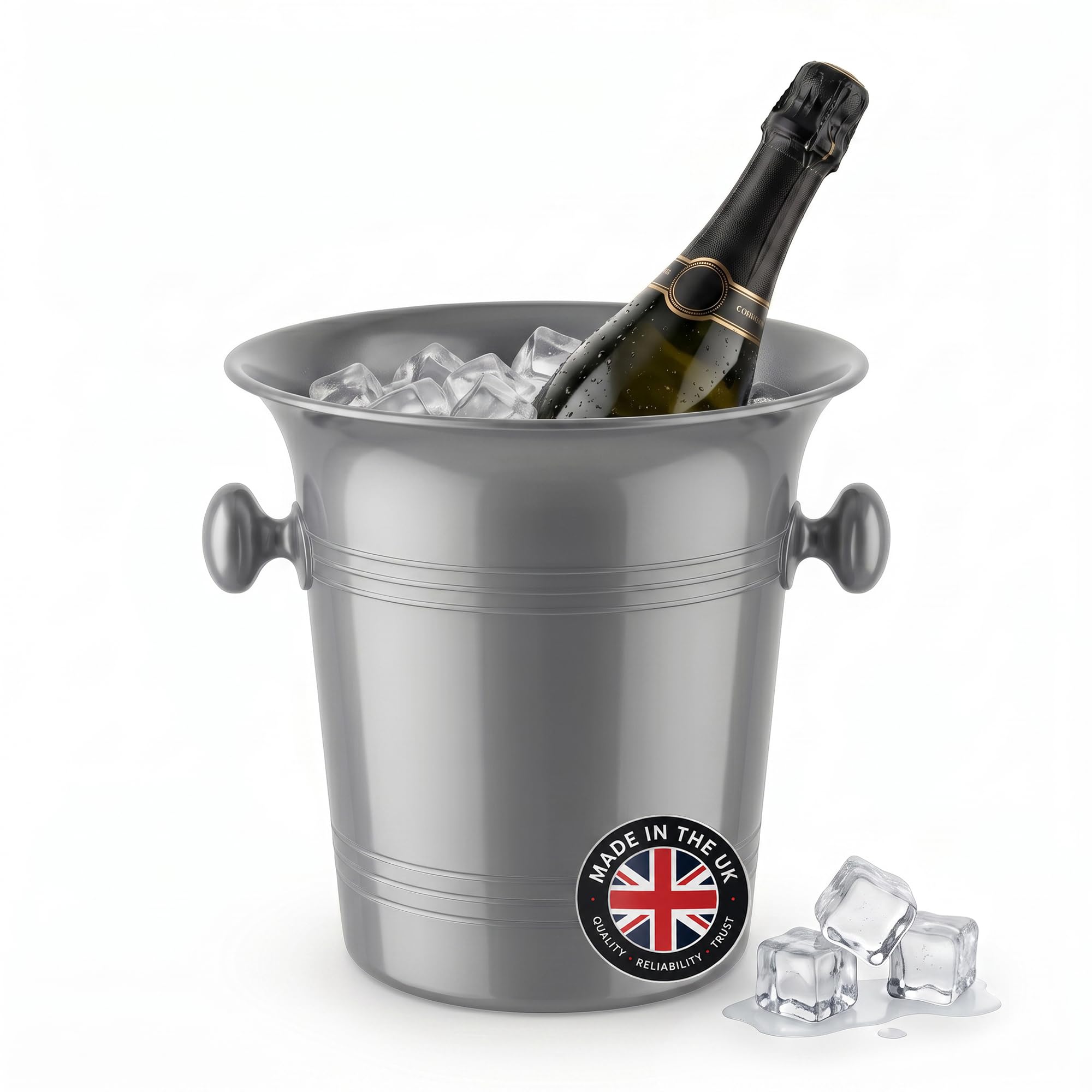 Enfriador de botellas de 3,5 L plateado, cubitera de alta elegancia para champagne y vino