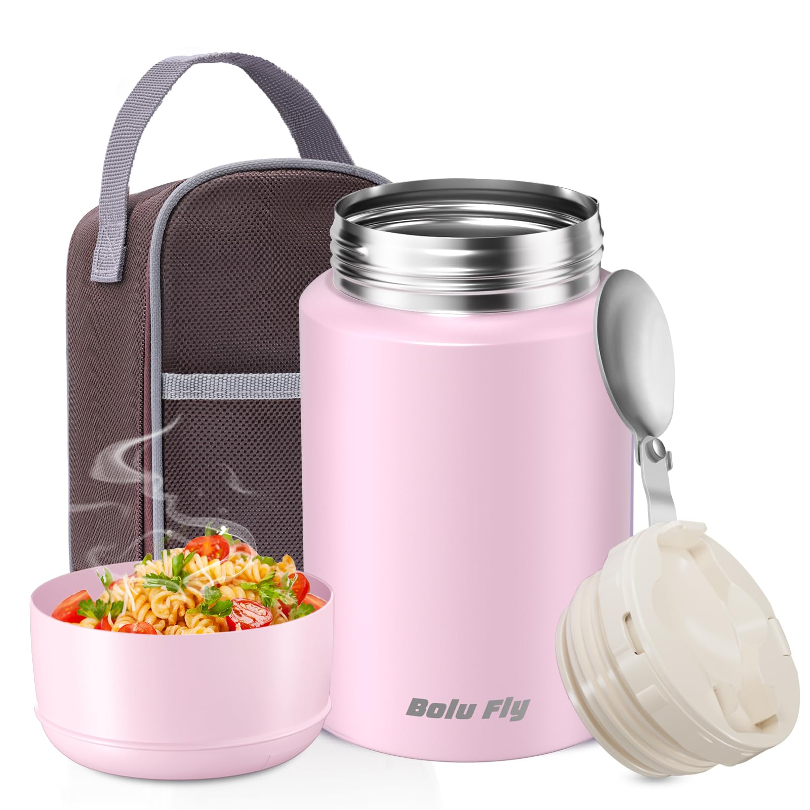 Insulated Food Jar 18oz Stainless for Work/Travel Pink