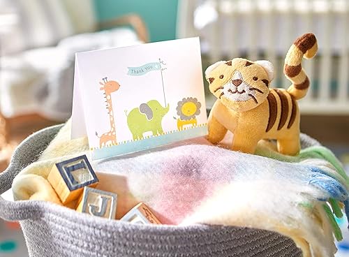 Miniatura 5 de American Greetings Tarjetas de agradecimiento para baby shower con sobres jirafa elefante y león 50 unidades Baby Animals, Paquete de baby shower,