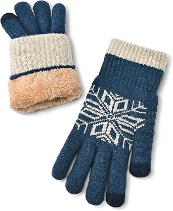 Winter Wool Knit Gloves for Men Women, Fleece Lined Warm Stretchy Glove with Touch Screen Fingers for Driving Texting