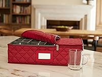 Vista 6 de Covermates Keepsakes - Adjustable Glassware Storage - Padded Protection - ID Window - Stain Resistant - Machine Washable - China Storage, Red