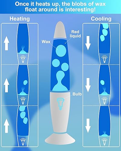 Miniatura 4 de Eadaiylon Lámpara de movimiento LED azul para adultos y niños, lámparas líquidas para aliviar el estrés con flujos de cera blanca, luz nocturna para