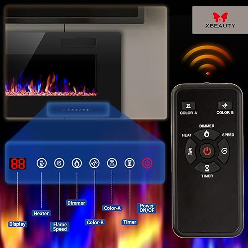 Miniatura 30 de Xbeauty Chimenea eléctrica de 36 pulgadas empotrada en la pared y montada en la pared, calentador de chimenea de 1500 W y chimenea lineal