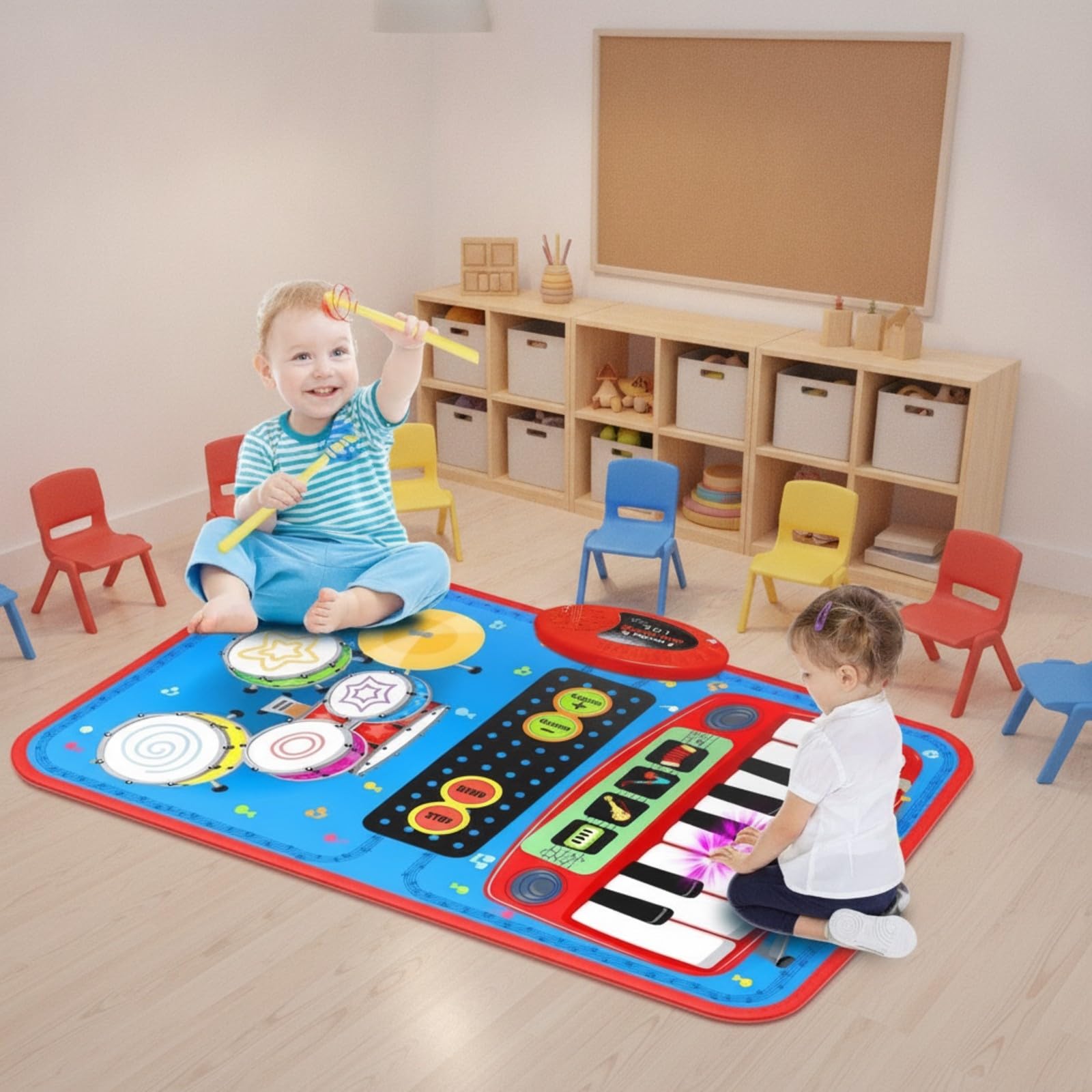 kowaku Tappeto Gioco Musicale Creativo | Design Interattivo a Sfioramento, Tappeto Batteria e, Colorato, Tastiera da Pavimento, per Asilo, Bambini, Neonati