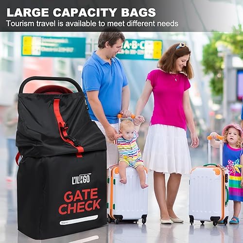 Miniatura 6 de LI'L ON THE GO Bolsa de cheques para cochecitos individuales y dobles, bolsa de cochecito para avión - Bolsa grande para cochecito de viaje de aire