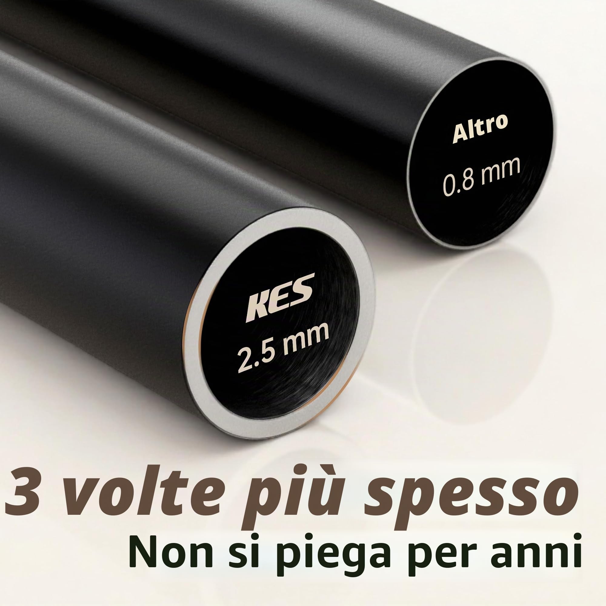 KES KUR228S32-BK - Portavaso da parete ad alta capacità da 59 kg, con 3 tubi spessi, 32 pollici, per cucina con 10 ganci, vite in acciaio inox 18/8 e sagoma di foratura per montaggio a perno da 40,6