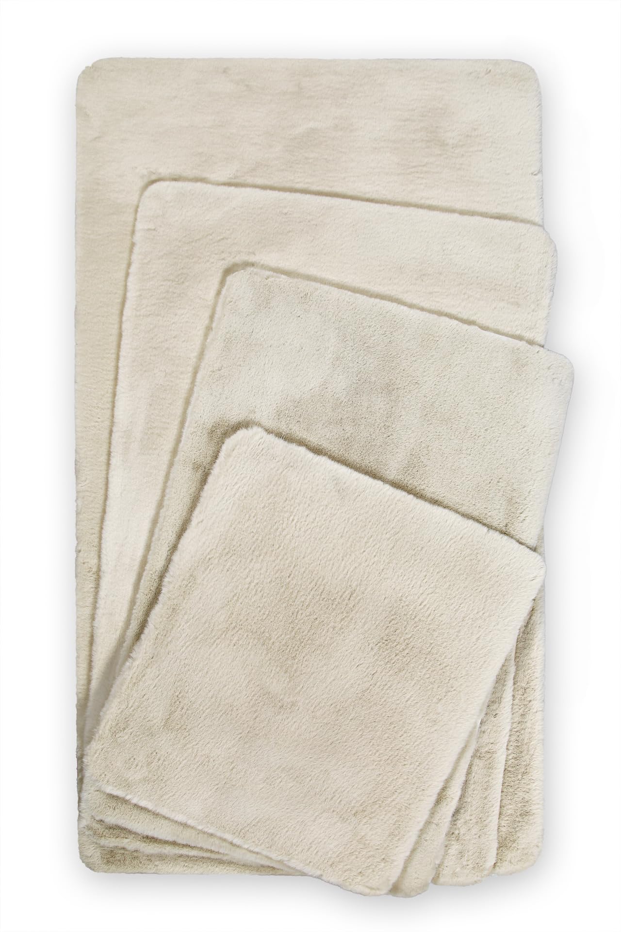 WECONhome Basics Emil - Alfombra de baño (80 x 150 cm), color crema y beige | Elegante alfombra de baño, antideslizante, lavable y supersuave, ideal para un baño moderno