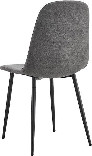 Miniatura 8 de Juego de sillas de comedor de 6 piezas con juegos de mesa y sillas, asientos tapizados de lino y algodón con diseño ergonómico para cocina y