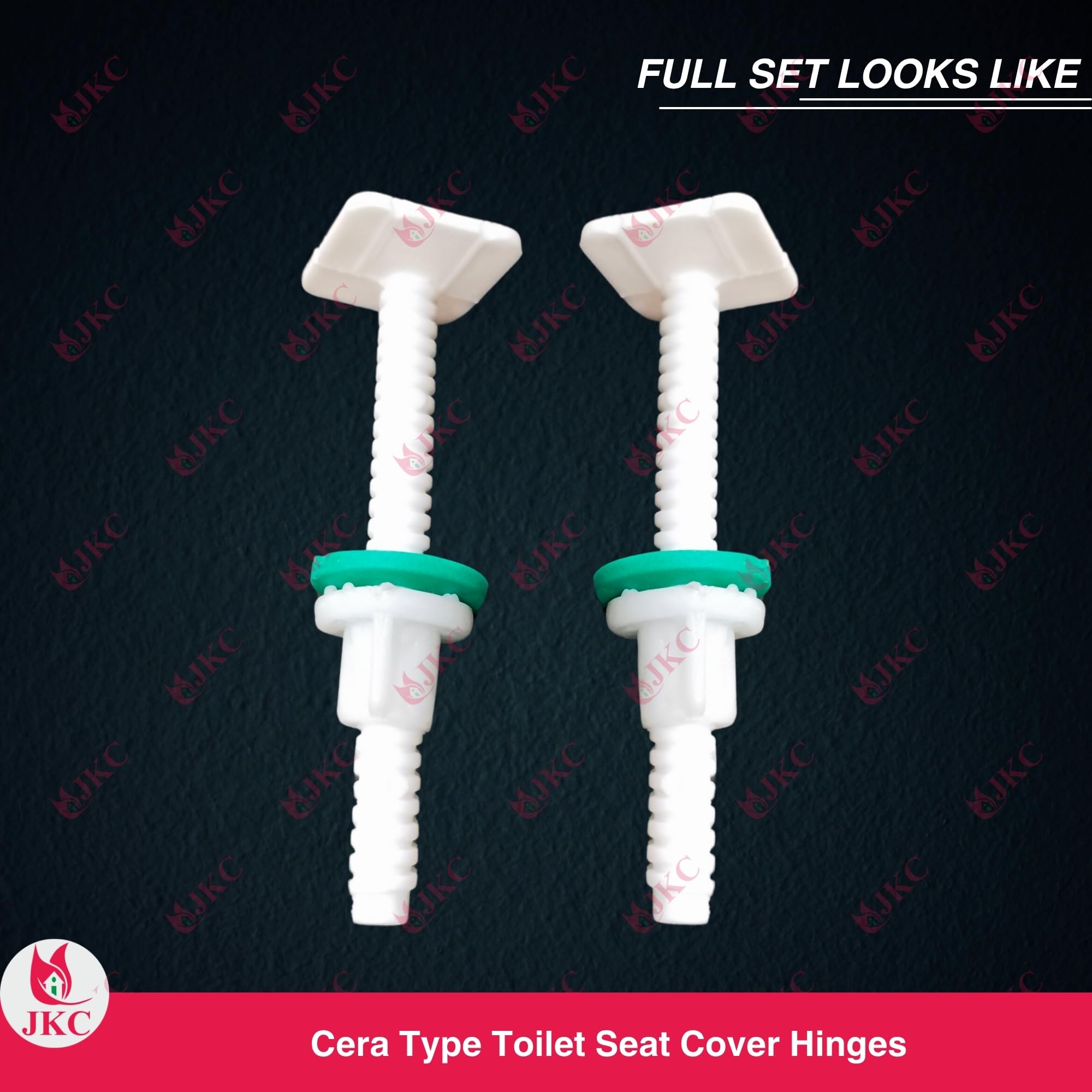 JKC Plastic White Commode Seat Cover Hinges, Toilet Seat Screw Compatible with Cera Toilet Seat Cover Hinges - 1 Pair (Left & Right) (Square) 1