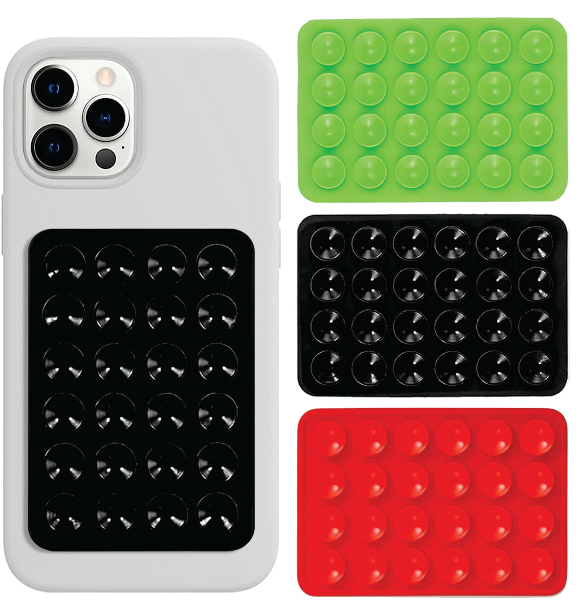 THYNOX Phone Holder Suction Phone Case (Pack of 3) Anti-Slip Silicone Back Cover, Multipurpose Hands-Free Sticky Pads for Phone Adhesive Mount for Selfies Videos Mirror (Green, Black Red)-image-33