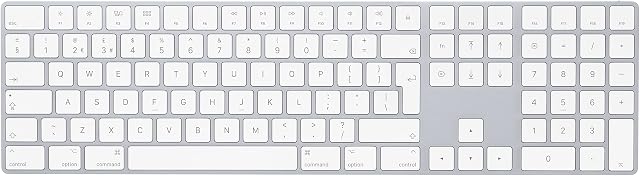 Apple Magic Keyboard with Numeric Keypad (Wireless, Rechargable) (British English) - Silver
