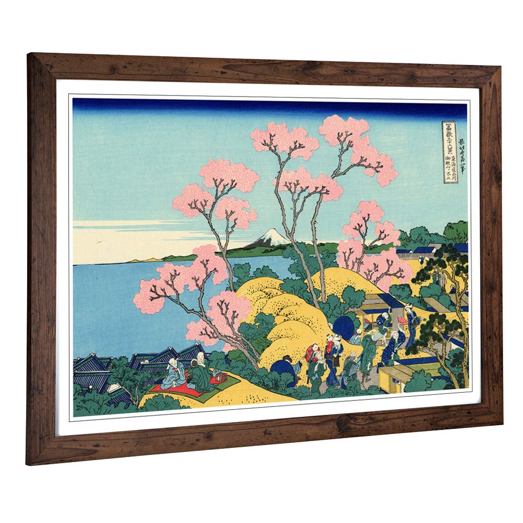 Big Box Art Framed Print of Hokusai Japanese Oriental Gotenyama Design | Wall Art Picture | Home Decor for Kitchen, Living Room, Bedroom, Hallway, Walnut, A2 / 24.5x18 Inch / 62x45cm