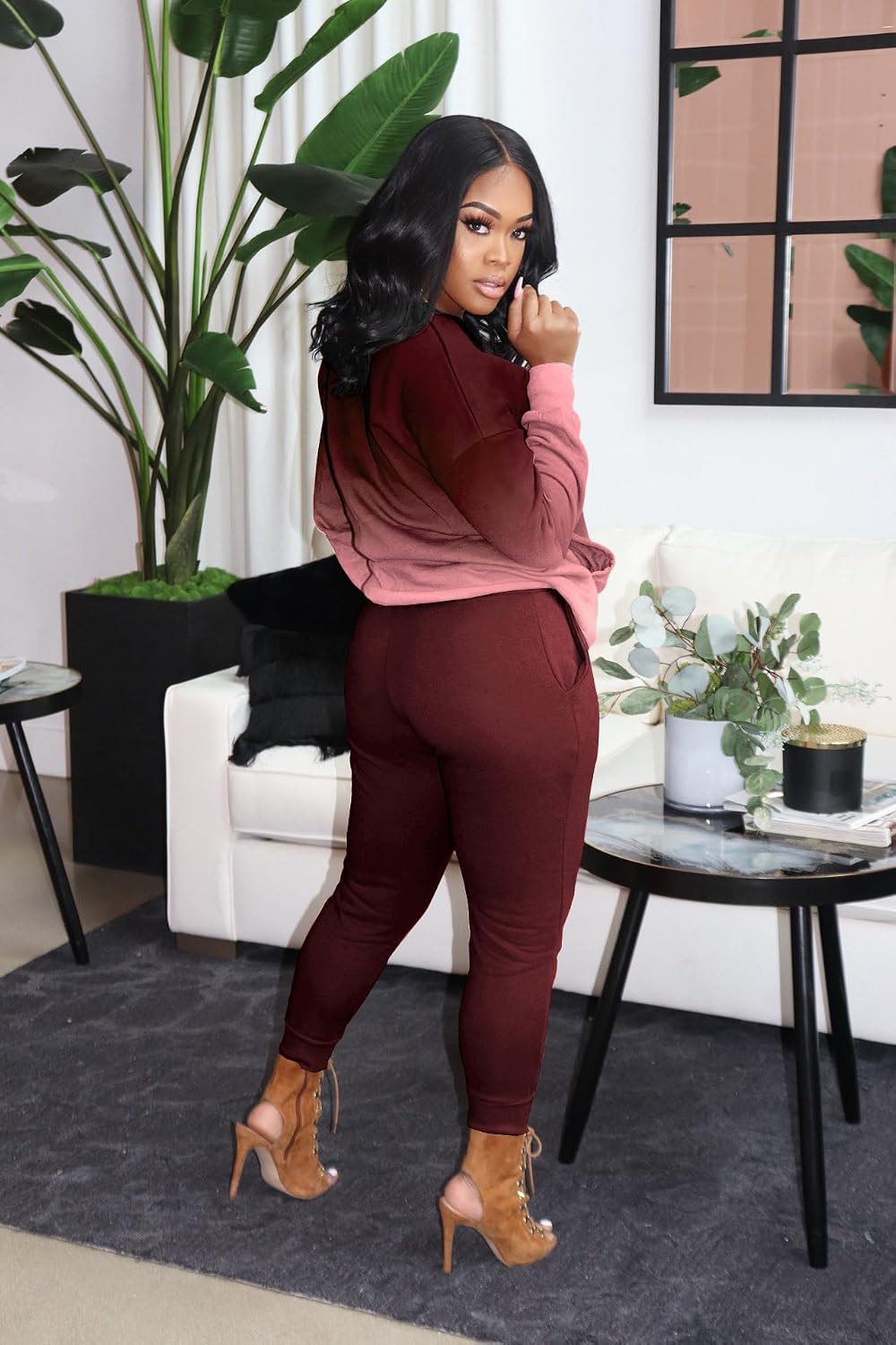 YeGine Womens 2 Piece Outfits Sweatsuits Casual Long Sleeve Tracksuits Lounge Sets With Pockets