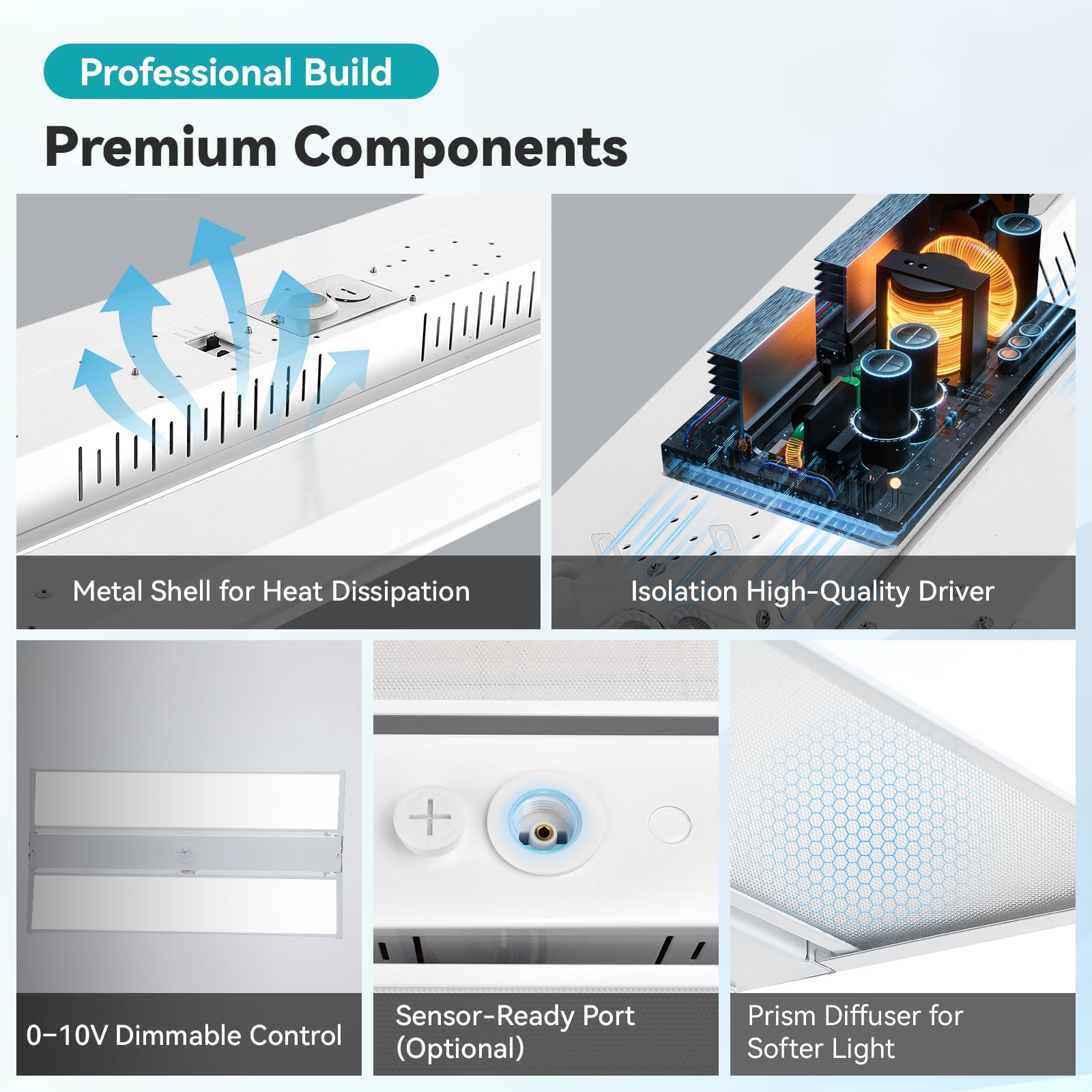 2FT LED Linear High Bay Light 4000K 5000K 6000K 100W 150W 200W Adjustable 0-10V Dimmable 150LM W Shop — view 8