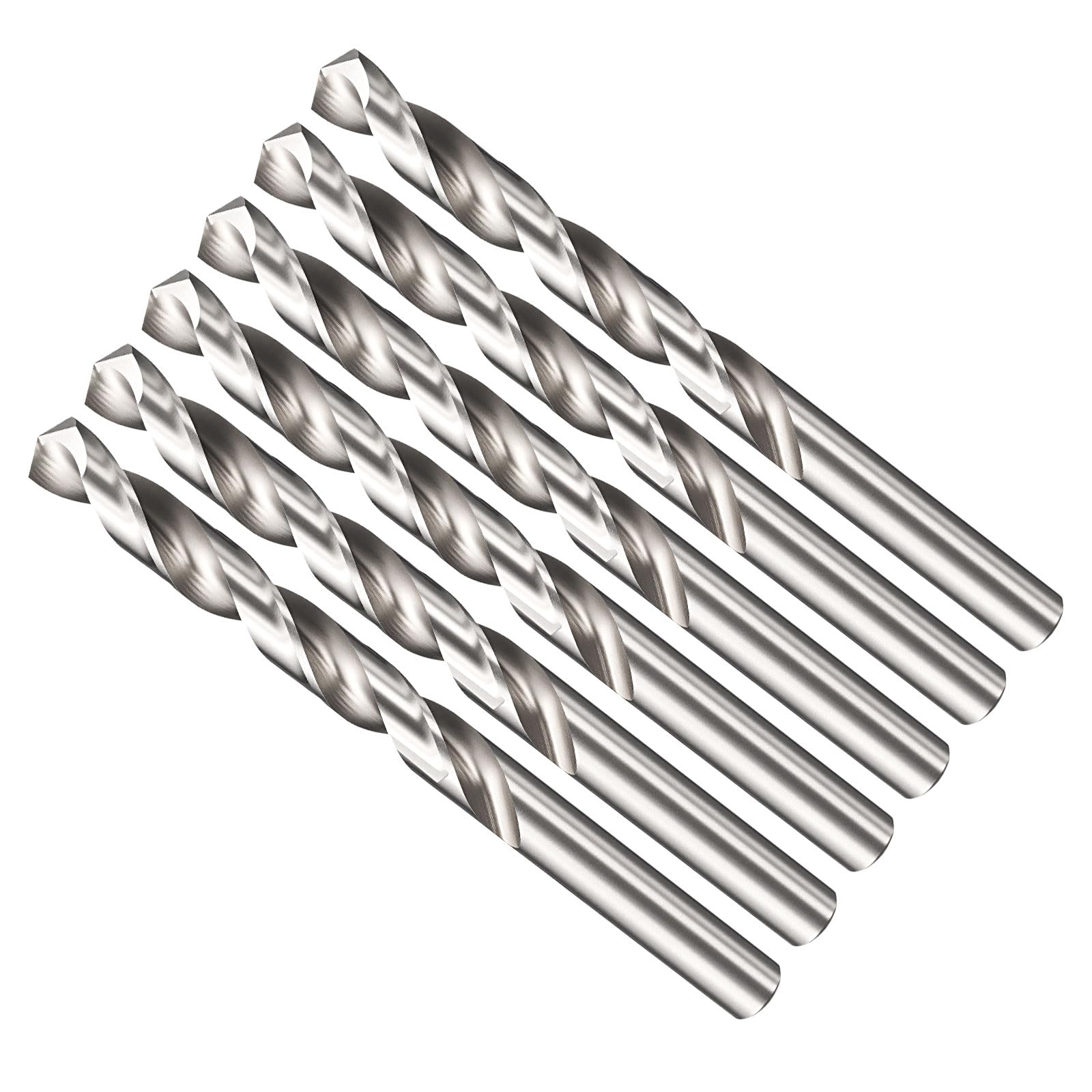 METALLIXITY 10.3mm Drill Bit (13/32") 6Pcs, 4241 High-Speed Steel Straight Shank Uncoated (Bright) 118ยฐ for Wood Plastic Iron Copper Aluminum Low Soft Metal