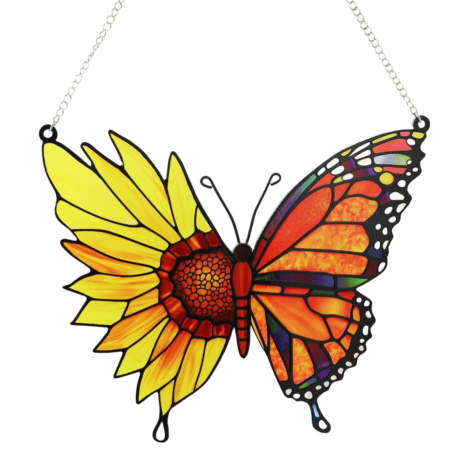 Butterfly Sunflowers Suncatchers Multicolor Artistic Wall Window Hanging Ornament for Home Garden Decors Gift Acrylic Glass Suncatchers