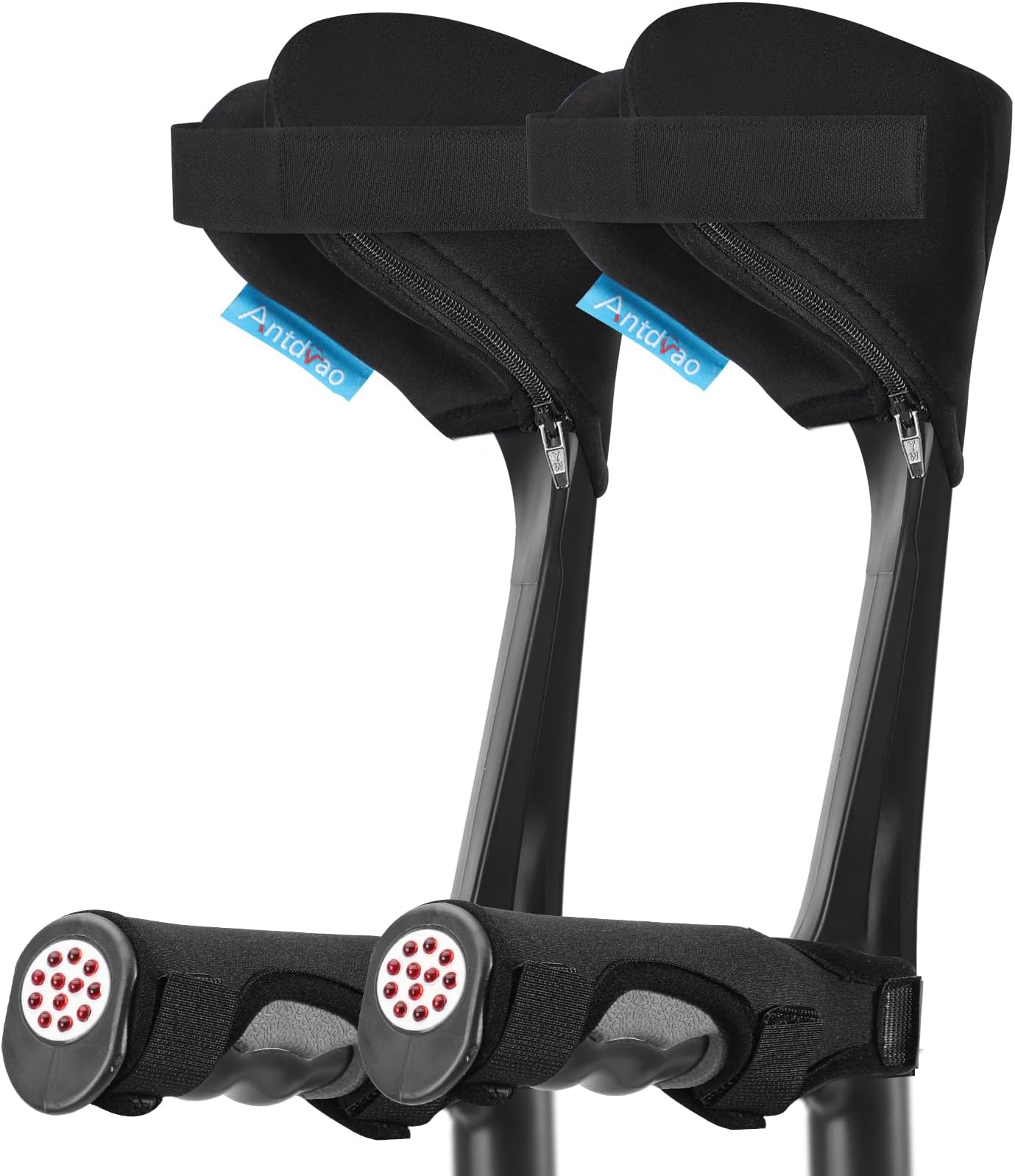 Forearm Crutches Pads(x4 Units), Elastic Crutches Padding for The Elbow, for Open Cuff Crutch, Shock Resistant Increases Walking Comfort Forearm Crutch Pads (Black Kit) Without Crutch