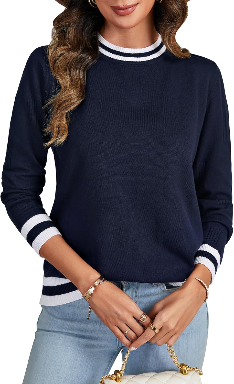 LYANER Women's Crew Neck Long Sleeve Lightweight Knit Pullover Elegant Sweater Shirt - Image 2