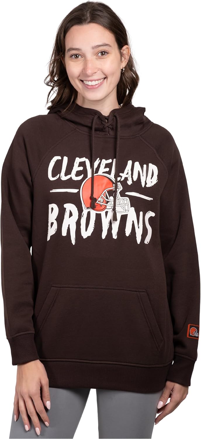 Ultra Game Women's NFL Official Super Soft Tie Neck Hoodie Sweatshirt