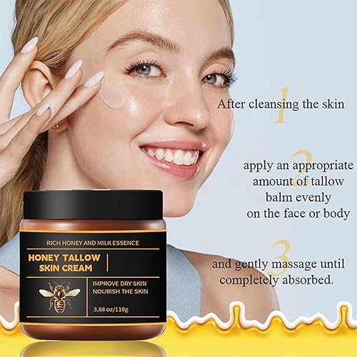 Miniatura 5 de Marroomi - Bálsamo de miel de sebo 100% orgánico con miel cruda y cera de abeja, crema hidratante facial de ternera batida y bálsamo para la cara