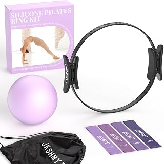 JKSHMYT Pilates Ring Kit, Pilates Equipment – 14.5" Home Pilates Circle with Pilates Ball, Resistance Bands, Better me Essentials Magic Pilates Set for Workouts