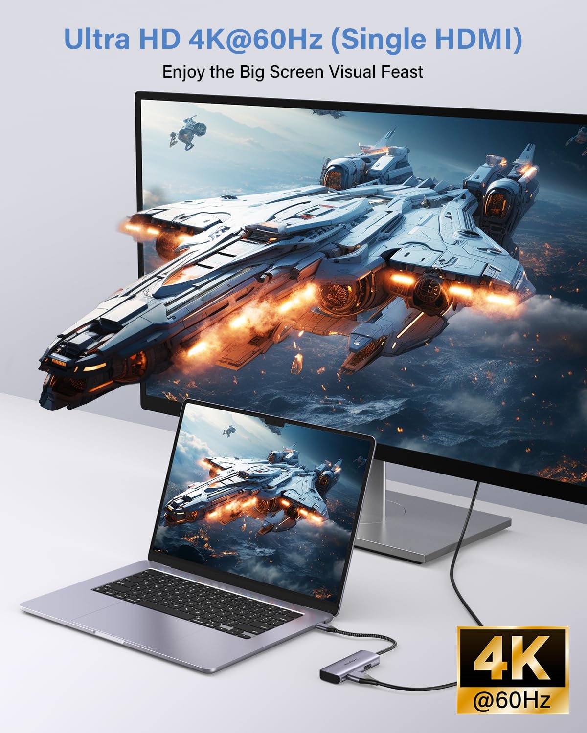 USB C to Dual HDMI Adapter, Newmight Dual Monitor Adapter Supports 4K@60Hz and Dual 4K@30Hz, Dual Monitor HDMI Splitter for MacBook, iPad, HP, Dell, iPhone 15/16 Series