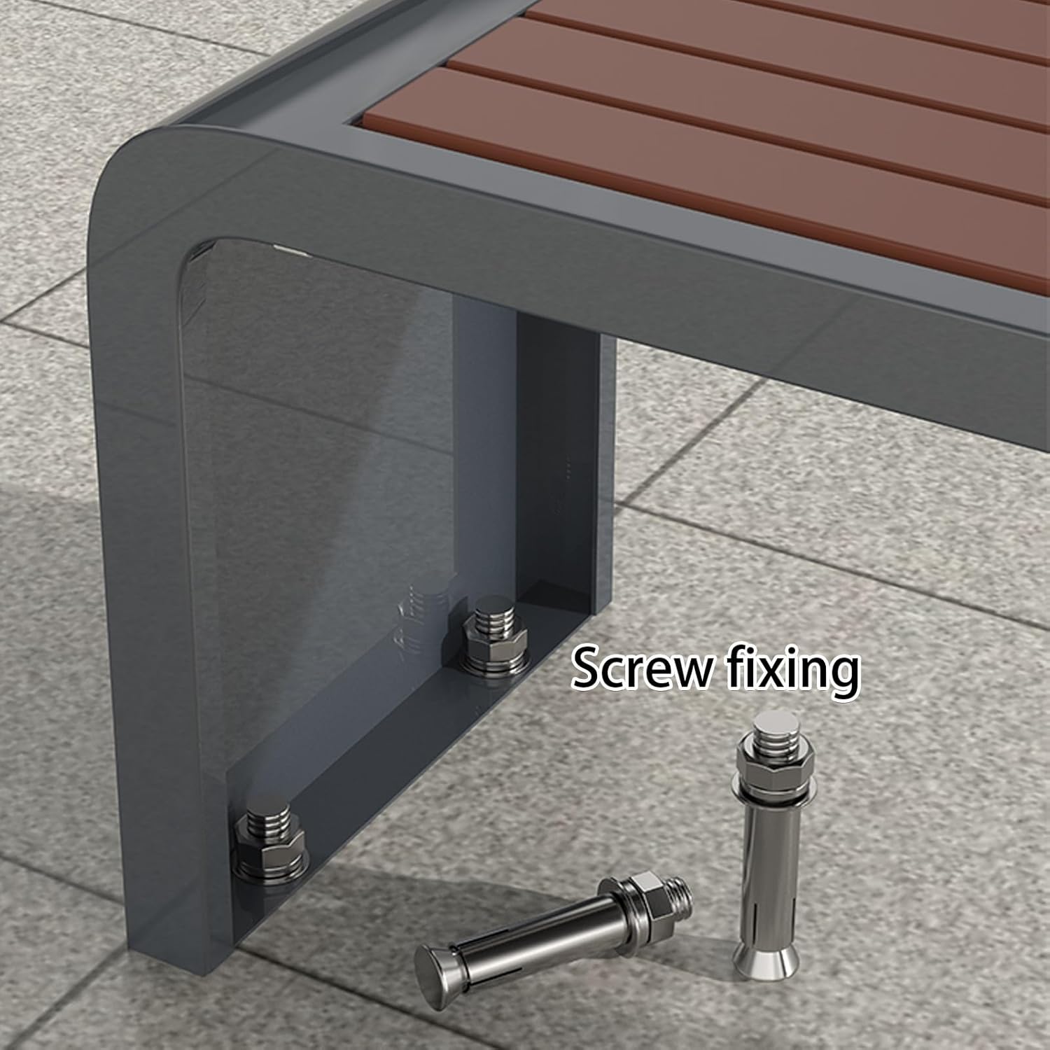 Outdoor Garden Bench, Bench Patio, Metal Bench with Wooden Slats, Choice of Colours, Backless Bench for Indoor, Outdoor, Patio, Park(Gray,39.3x15.7x17.7in)