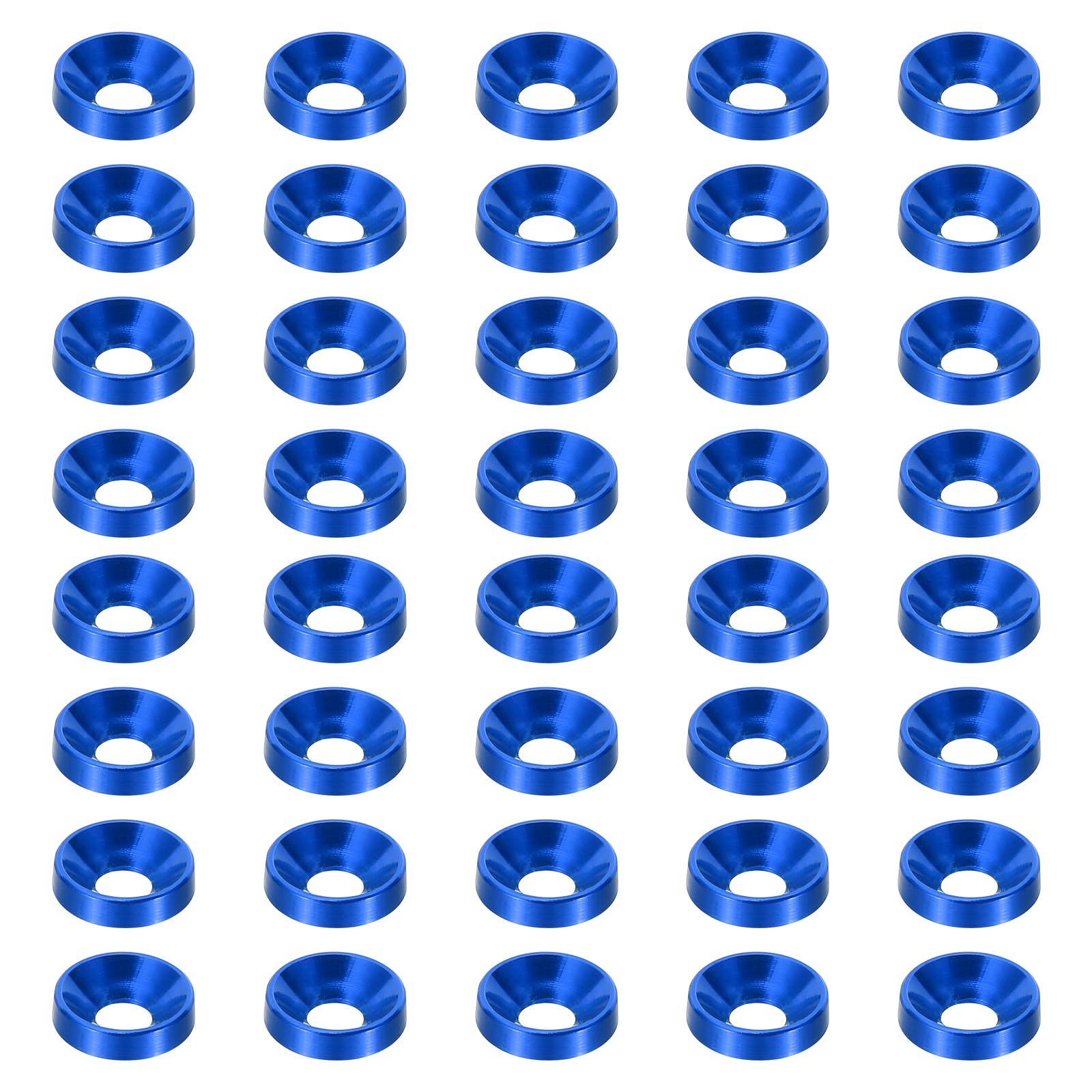 PATIKIL M3 Finish Countersunk Washer, 60pcs Anodized Aluminum Alloy Flat Cup Head Screw Gasket Bolt for Mechanical Accessories Parts DIY Models, Dark Blue