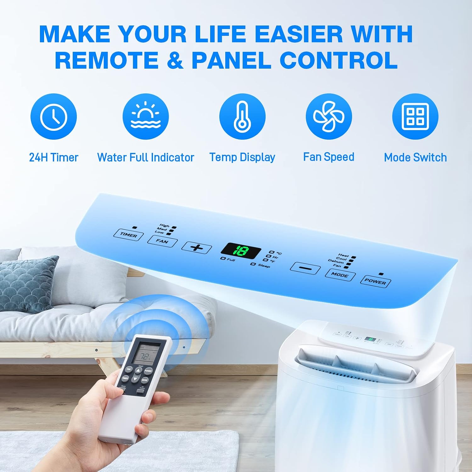 Portable air conditioner with exhaust hose connected to a window