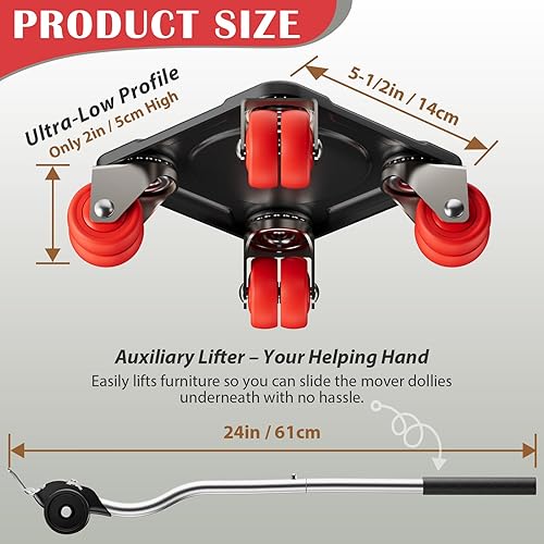 Miniatura 3 de ONEON - Furniture Mover Ultra, movedor de muebles con 8 ruedas, para mover objetos pesados, plataforma de perfil bajo con ruedas dobles, paneles de