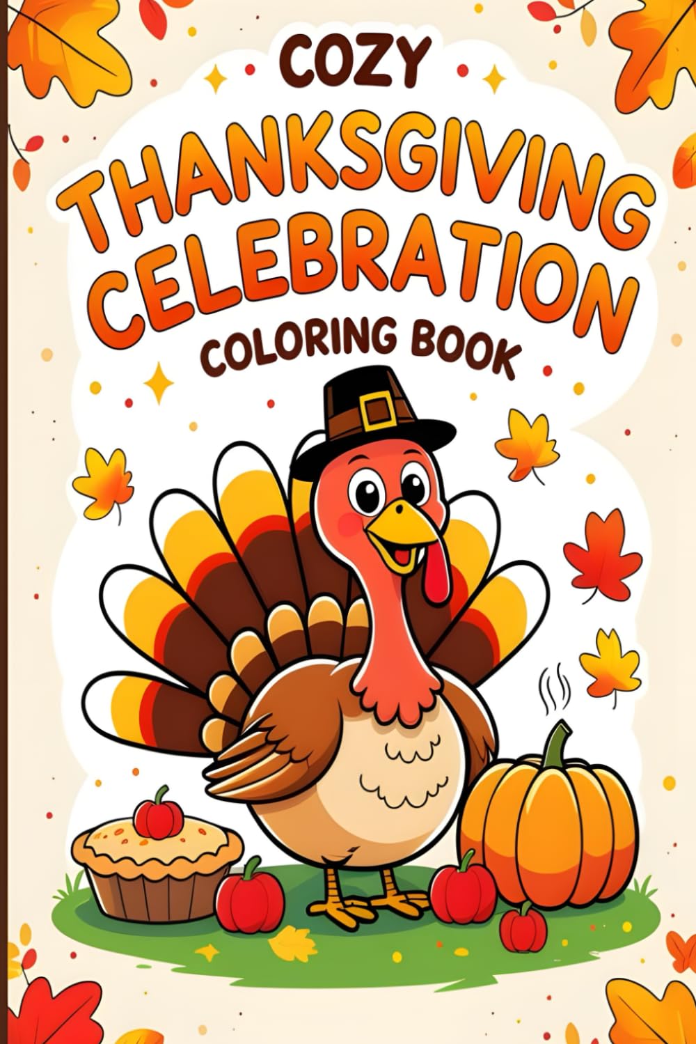 COZY THANKSGIVING CELEBRATION COLORING BOOK: Compact Edition: 10+ Bold and Easy Designs for Adults, Kids, and Teens Featuring Turkeys, Pumpkins, Fall ... Harvest Scenes for Relaxation and Holiday Fun
