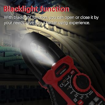 MAYILON HT208A HT208D Digital Clamp Meter Multimeter True RMS AC DC Voltage Current Temperature Diode Continuity NCV Test Multifunctional Electrical Tester for Electricians
