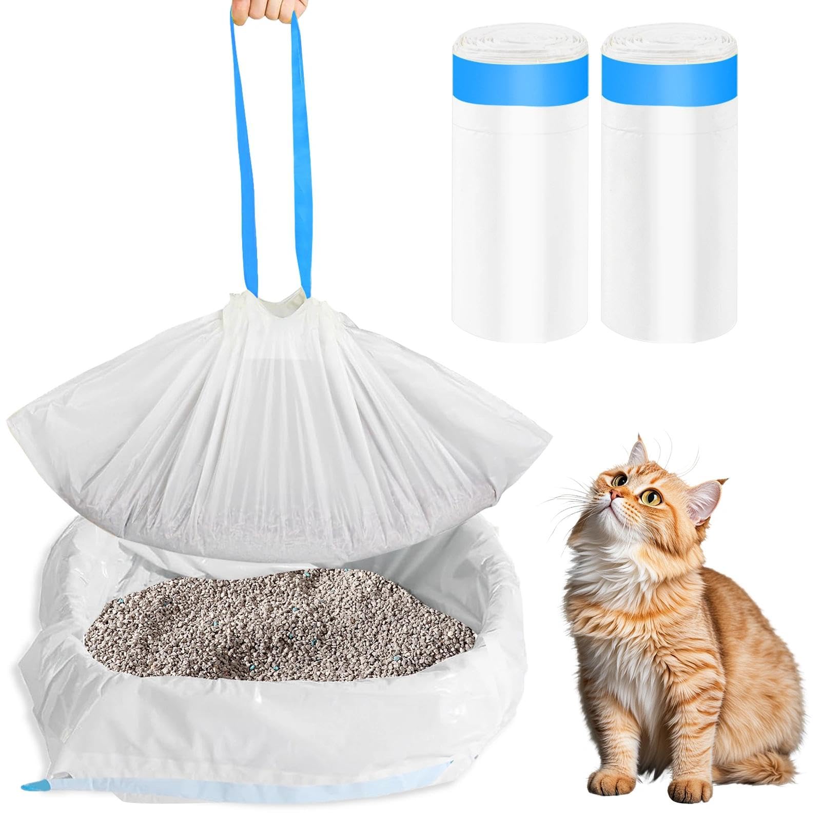 40 Stck Katzenklo Beutel 66x30cm  Reifeste Katzenstreu Mllbeutel Mit  Zugband, Auslaufsichere Katzentoilettenbeutel