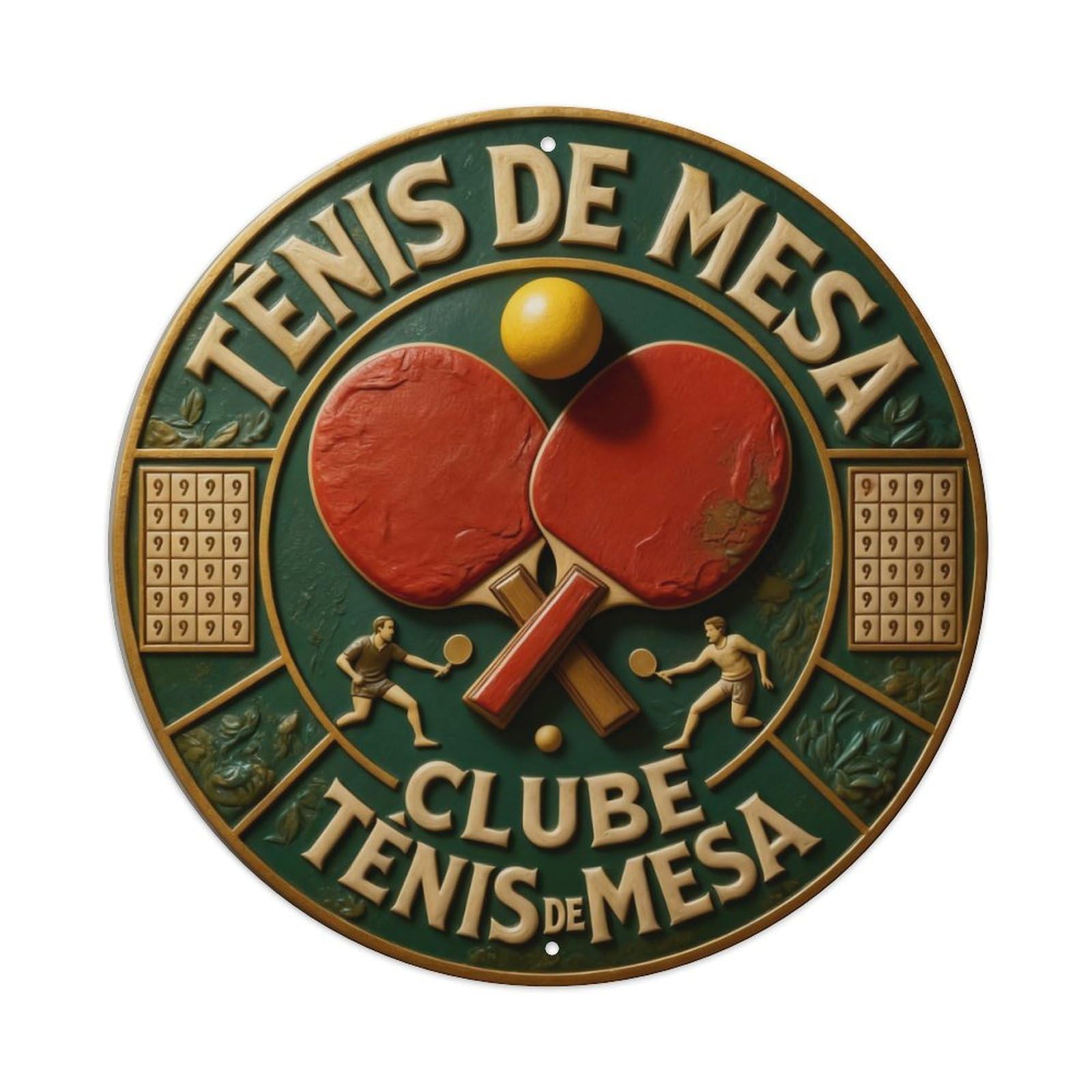 Zlatcbu Vintage Tennis Table Club Emblem Design Metal Tin Sign Retro Wall Art Poster, Decor For Home Living Room Bar Cafe Garage, 8X8 Inch