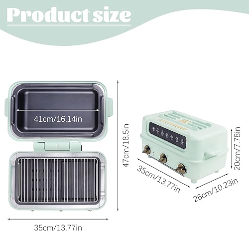 Miniatura 4 de WCHOSOZH Plancha eléctrica cocina multifuncional antiadherente 3 en 1 parrilla y olla caliente y horno olla caliente eléctrica para interiores con