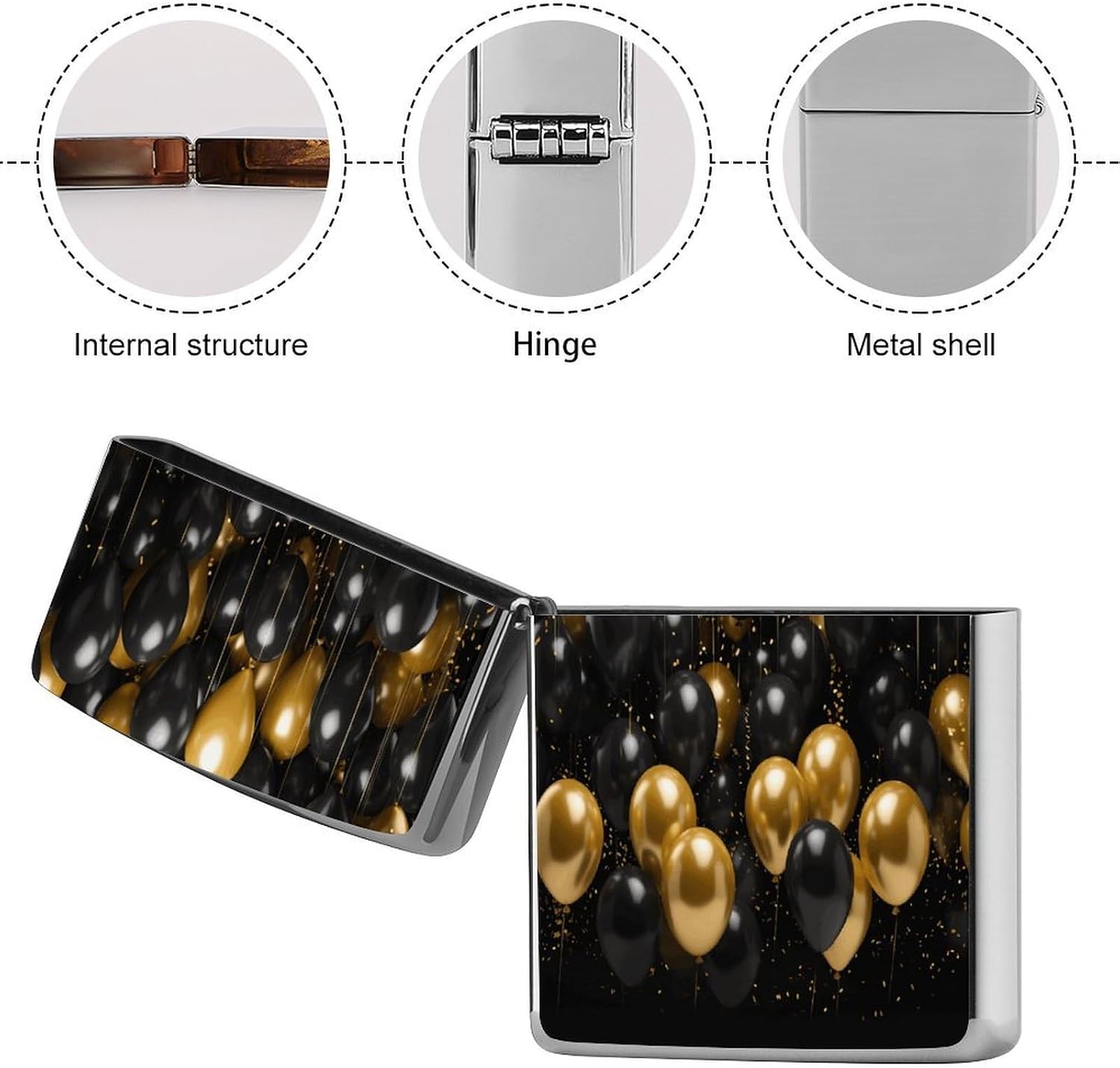 Black and Gold Ballons Lighter Case Cover Lighter Shell