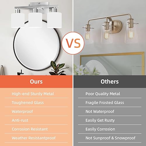 Miniatura 5 de CANMEIJIA Lámparas de tocador de baño de 3 luces con níquel cepillado, iluminación moderna para dormitorio, sala de estar, luces de tocador con