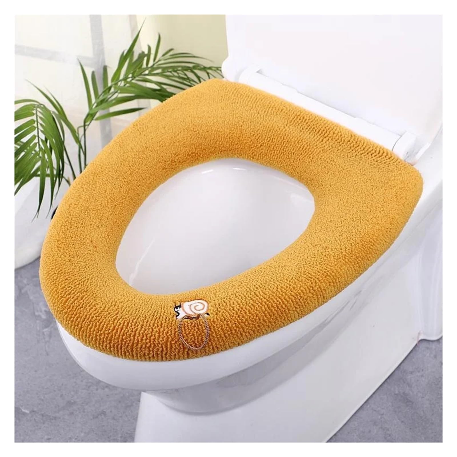 QMVDOJR Thicker Bathroom Toilet Seat Cover Pads Soft Warmer Toilet Seat Cushion Cover Stretchable Washable Cloth(Yellow)
