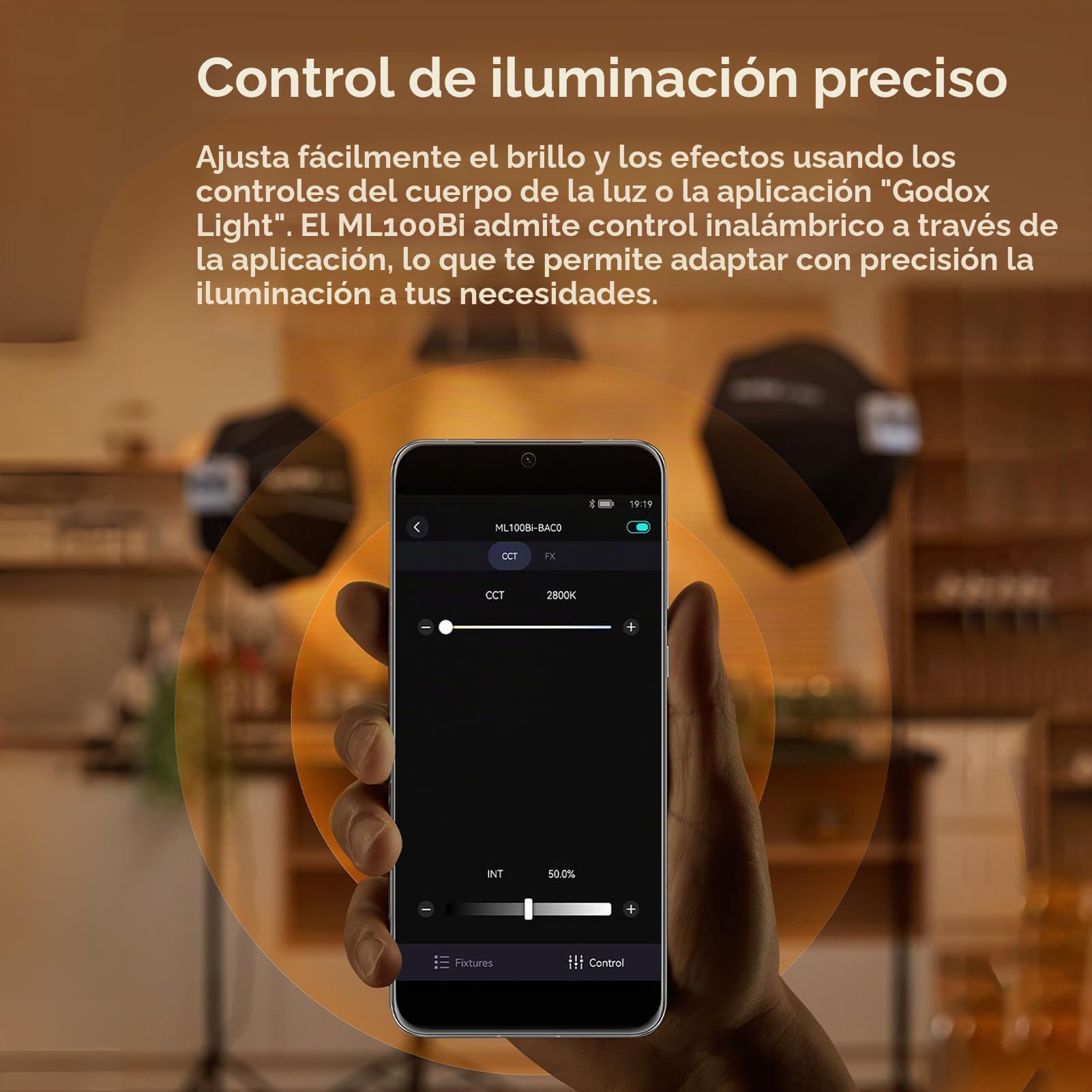 Godox ML100Bi Kit1 Luz de Video LED de Bolsillo 120W Luz de Relleno Bicolor para fotografía 2800K-6500K CRI97+ TLCI98+ Control de aplicación 11 Efectos de iluminación Soporte Godox