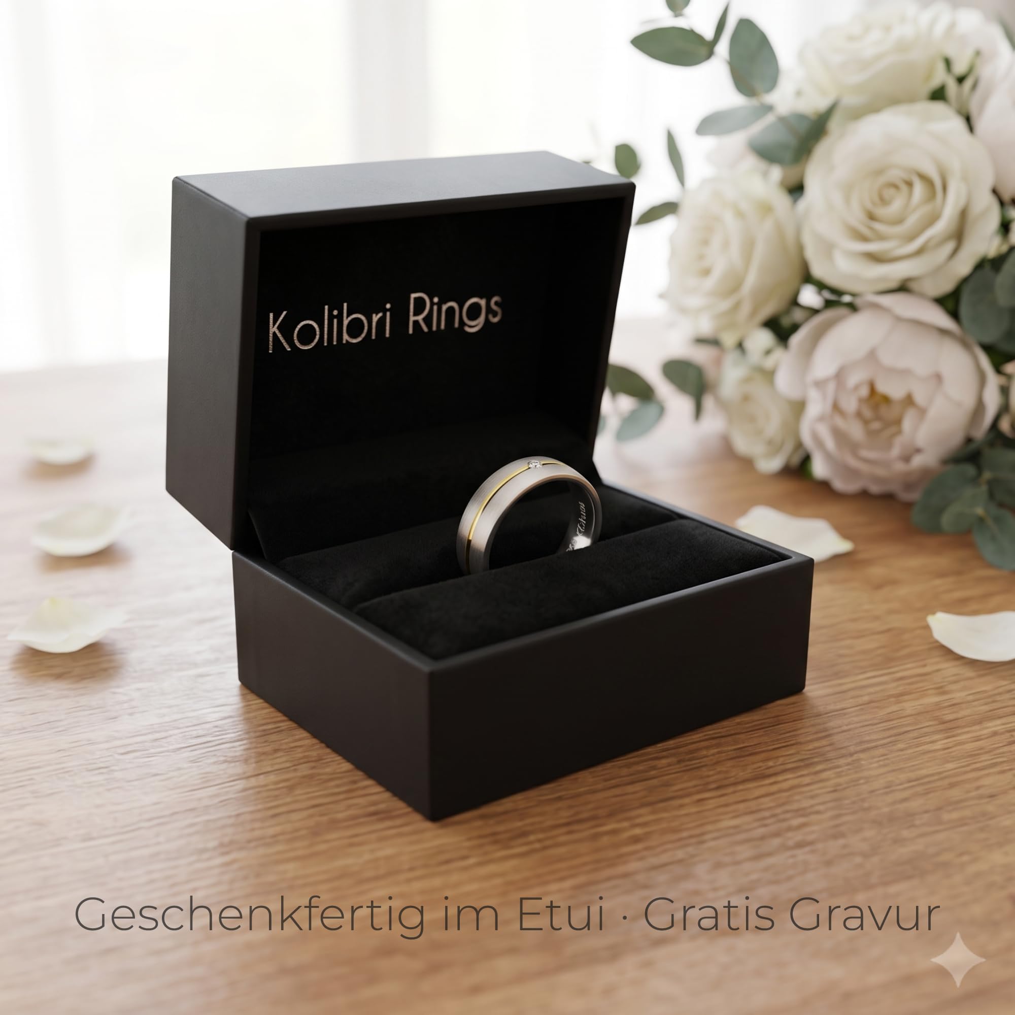 Kolibri Rings Damenring Zirkonia Stein Gelb Vergoldet Sterling Silber 925 Ring Ehering Verlobungsring Partnerring Freundschaftsring - Inkl. Gratis Gravur und Etui