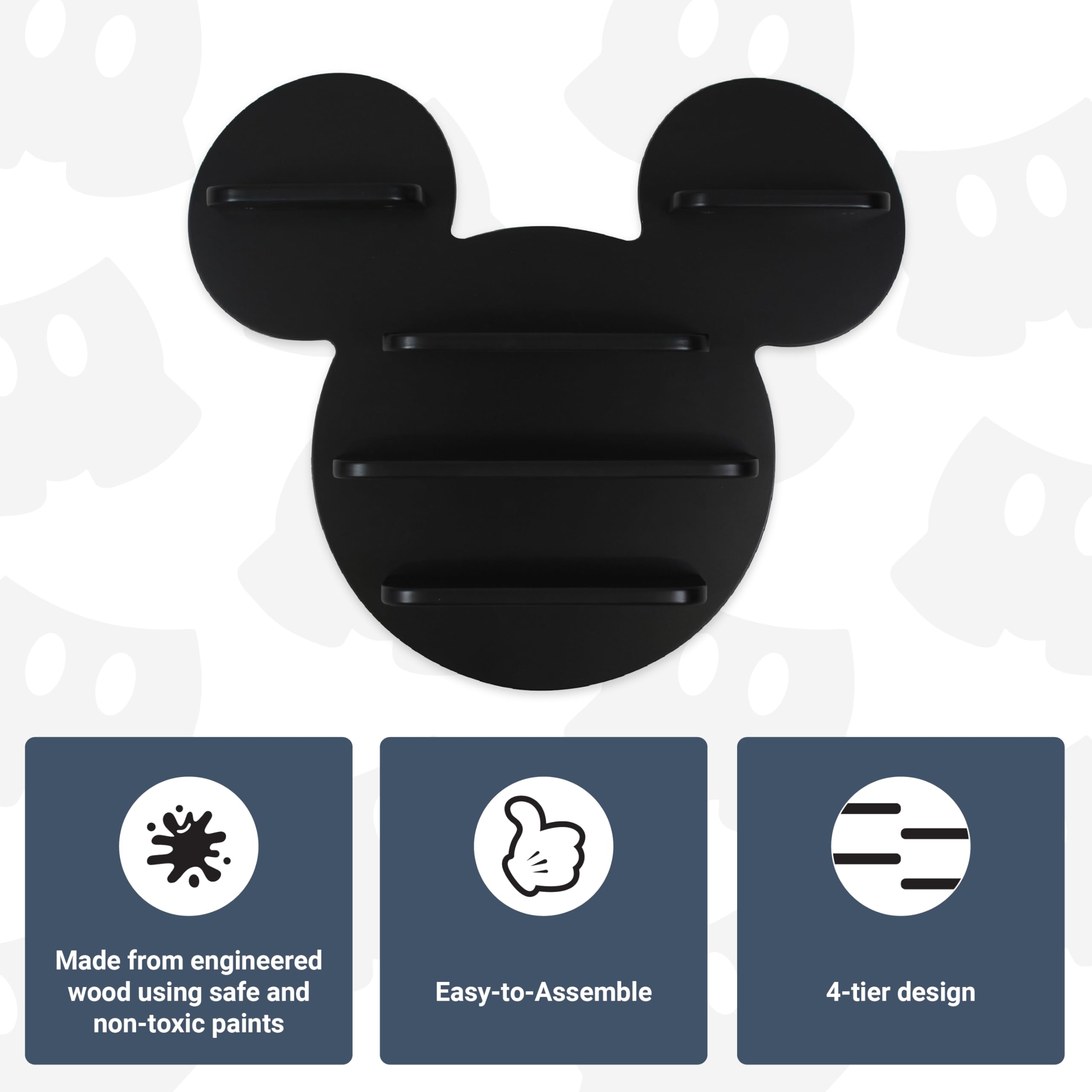 Disney Classic Mickey Mouse Petite étagère Murale pour Enfants | Étagères flottantes en Bois pour Chambre à Coucher et Salle de Jeux – Naturel