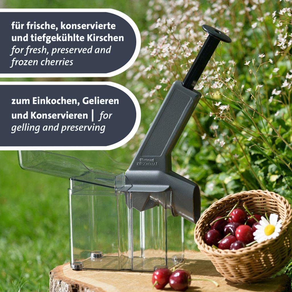 Westmark Dénoyauteur de cerises Kirschomat « Special Dark Edition », grande cassette de noyaux, revêtement spécial de haute qualité, aluminium/plastique/acier inoxydable, anthracite, 4070226Z