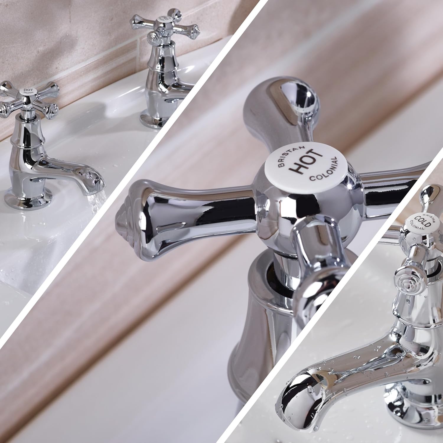 Bristan K 1/2 C Colonial Basin Taps - Chrome