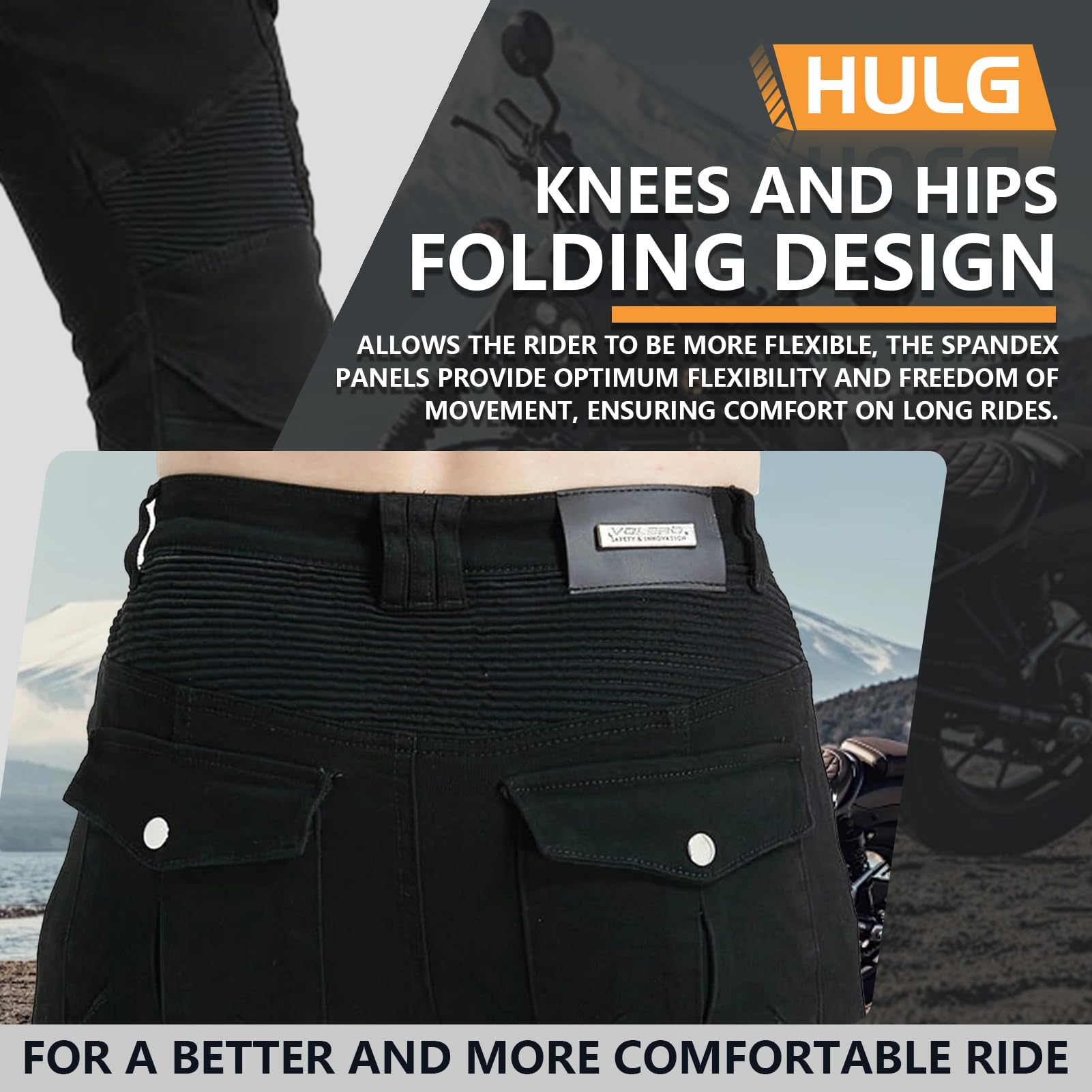HULG Pantalones De Motociclismo Hombre Pantalones De Carreras De Motocross Con Pantalones Anti Caída,Jeans De Moto, 4 X Equipo De Protección (Black,L)